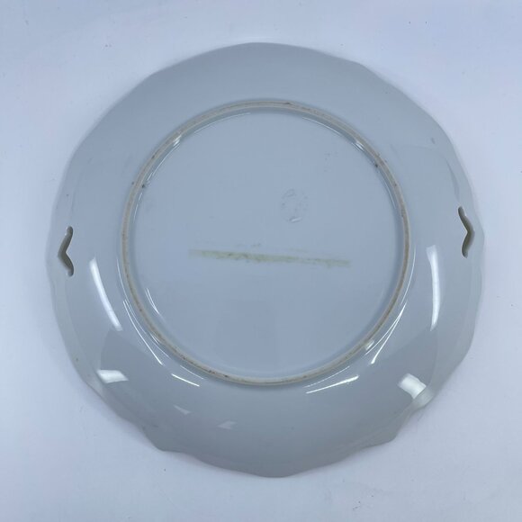 vintage hand painted plate kittens in basket scalloped edge handles signed - Picture 6 of 6